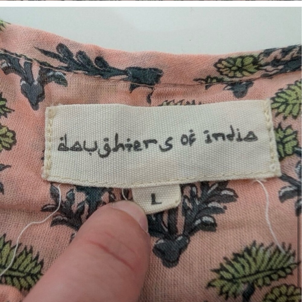 Daughters of India Floral Kyra Midi Dress Womens Size Large Pink Himalayan Salt
